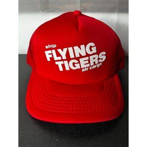 Vintage Flying Tigers Vintage Trucker red rope Hat Snap Back Cap Mesh Nos